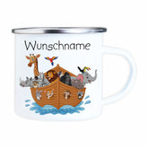 Emailletasse Arche Noah mit Wunschname