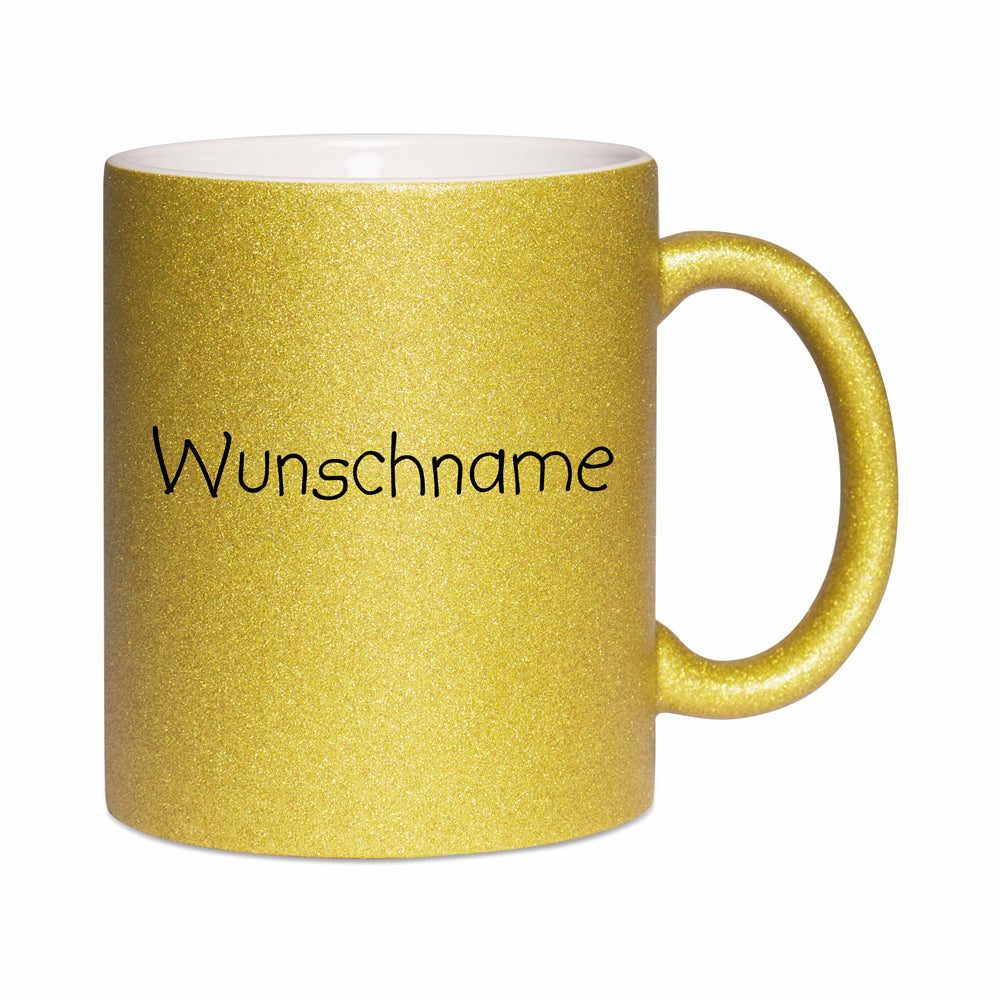 Glitzertasse Gold mit Wunschname