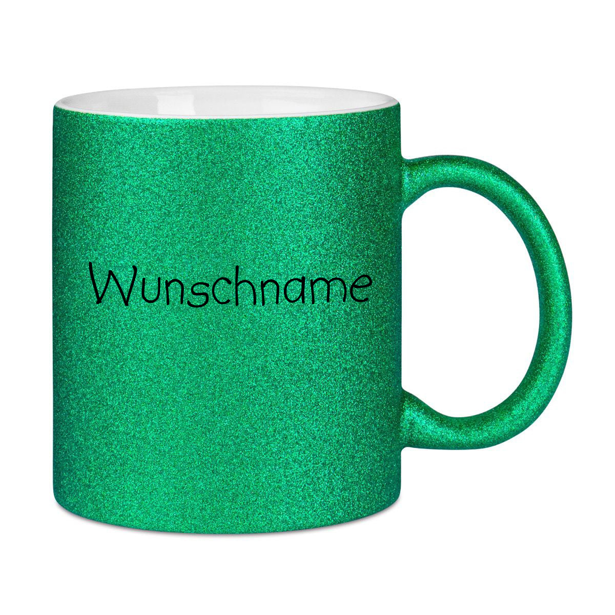 Glitzertasse Grün mit Wunschname