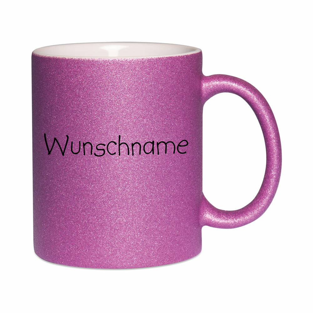 Glitzertasse Lila mit Wunschname