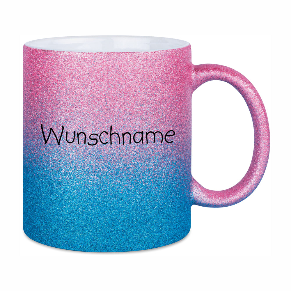 Glitzertasse Rosa & Blau mit Wunschname