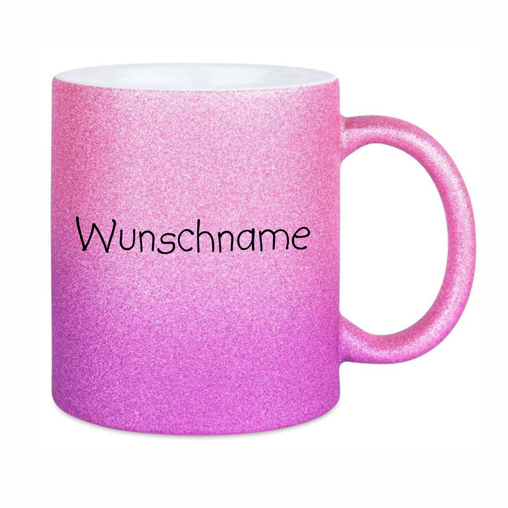 Glitzertasse Rosa & Lila mit Wunschname