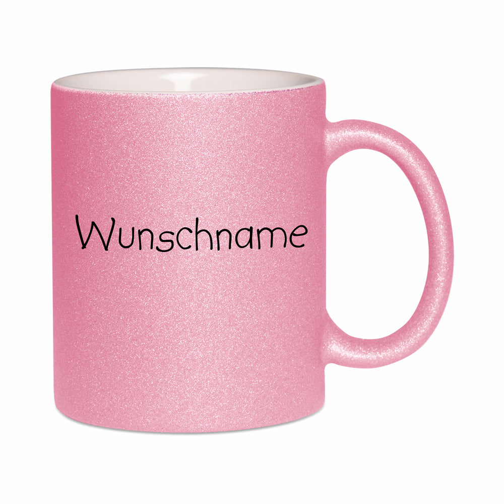 Glitzertasse Rosa mit Wunschname