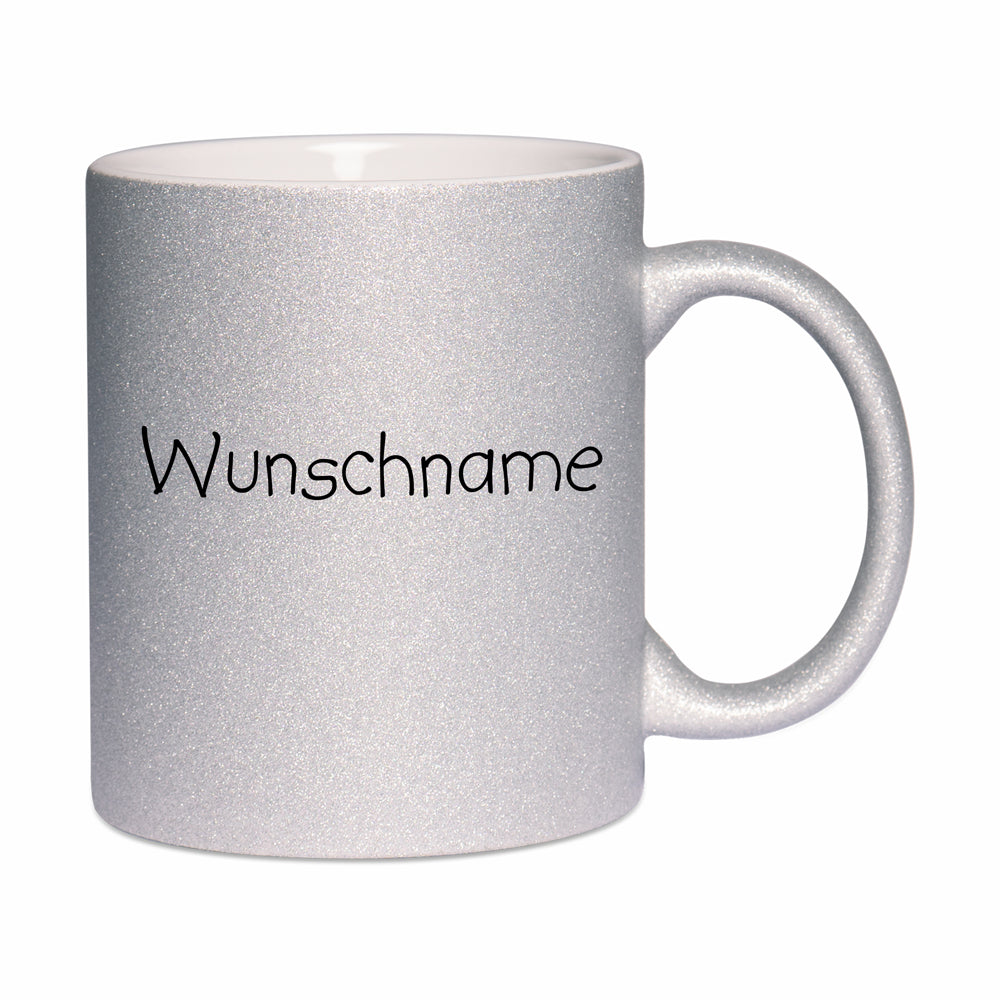 Glitzertasse Silber mit Wunschname