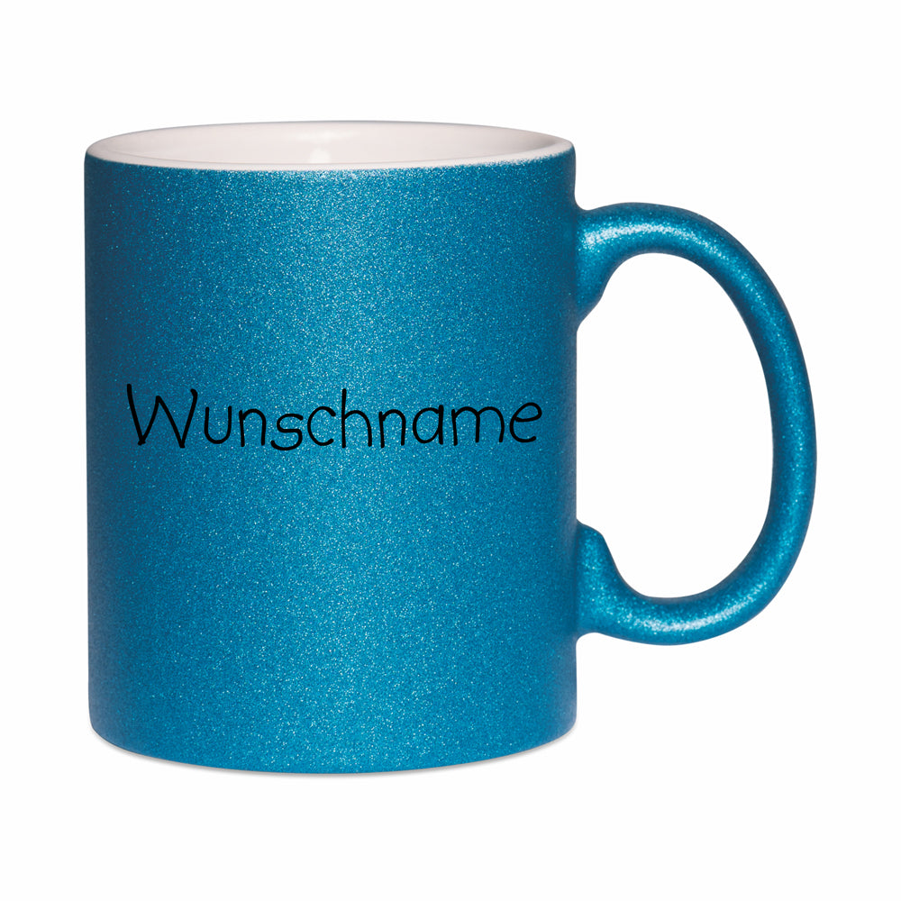 Glitzertasse Blau mit Wunschname