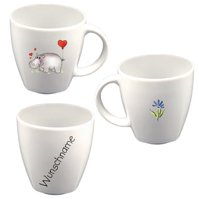 Tasse Kindertasse eckig Nilpferd 2 mit Wunschname