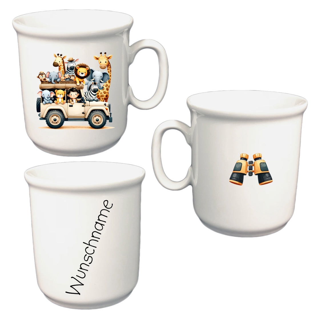 Tasse Kinderbecher Dschungel Safari mit Wunschname