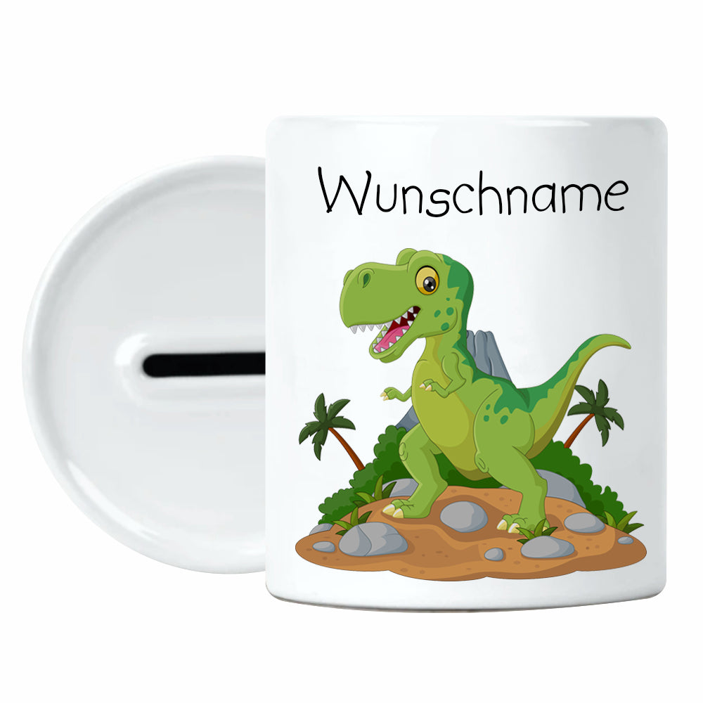 Spardose Dinosaurier mit Wunschname