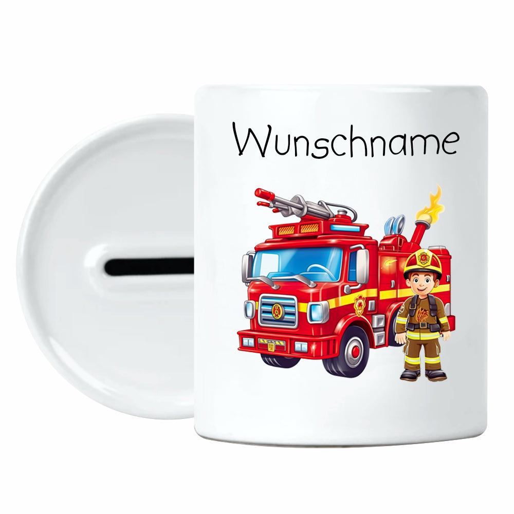 Spardose Feuerwehr Kids mit Wunschname