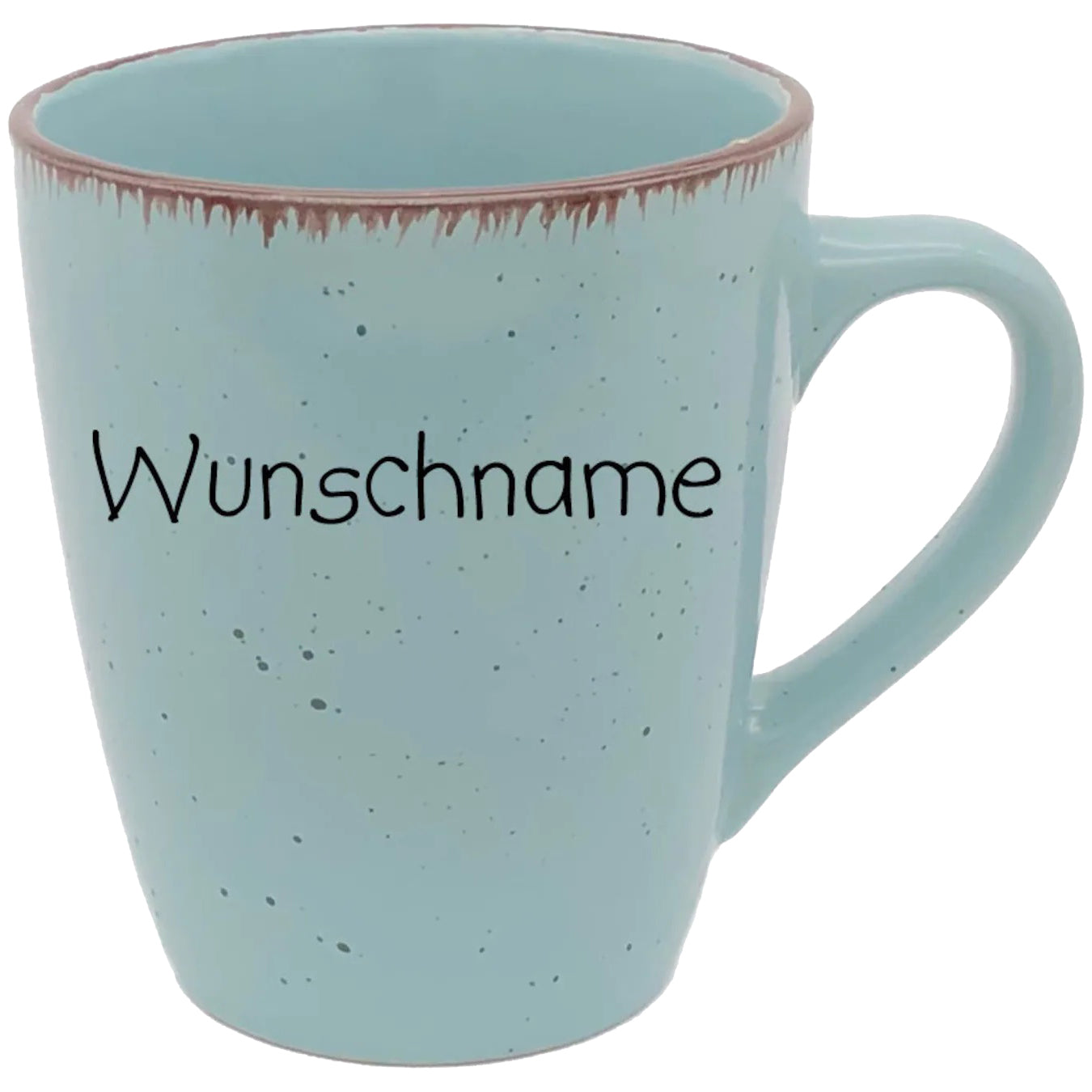 Kaffeebecher Tasse Keramik Punkte Türkis mit Wunschname